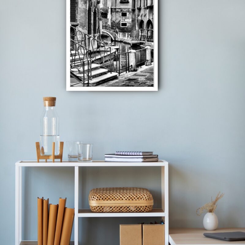 Quadro Decorativo Veneza Preto e Branco - 70x50 cm