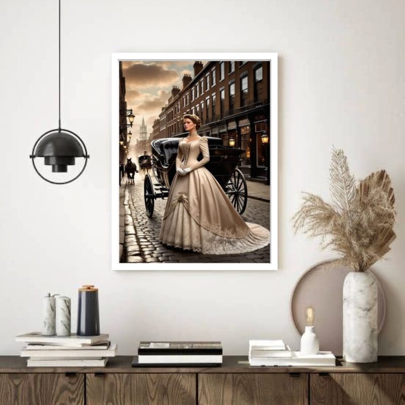 Quadro Decorativo Vintage Dama Carruagem - 70x50 cm