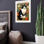 Quadro Decorativo William Morris Gato - 70x50 cm