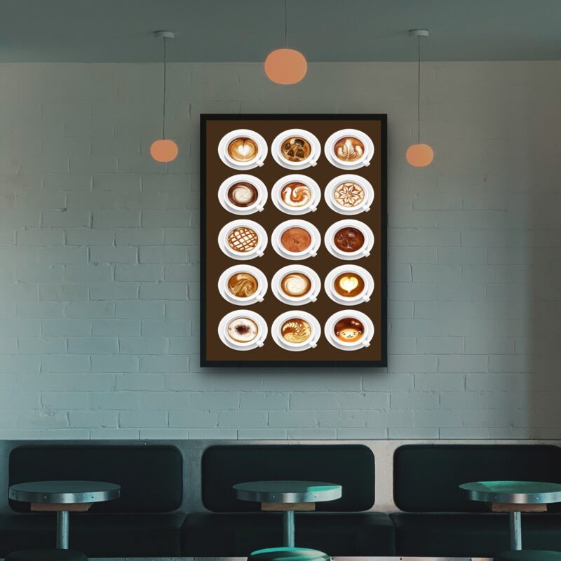 Quadro Decorativo Xícaras Café Expresso Desenhos - 70x50 cm