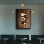 Quadro Decorativo Xícaras Café Madeira - 70x50 cm