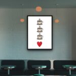Quadro Decorativo Xícaras Coração - 70x50 cm