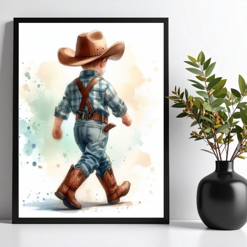 Quadro Infantil Menininho Cowboy