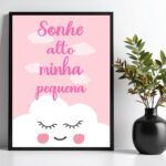 Quadro Infantil Sonhe Alto - Nuvem Rosa