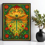 Quadro Libélula Boho Floral Farm