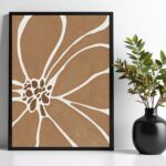 Quadro Minimalista Moderno Matisse Flores Marrom