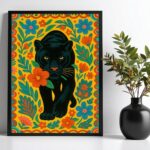 Quadro Pantera Floral Boho Farm