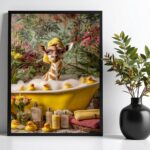 Quadro Para Banheiro Girafa No Banho - Tropical