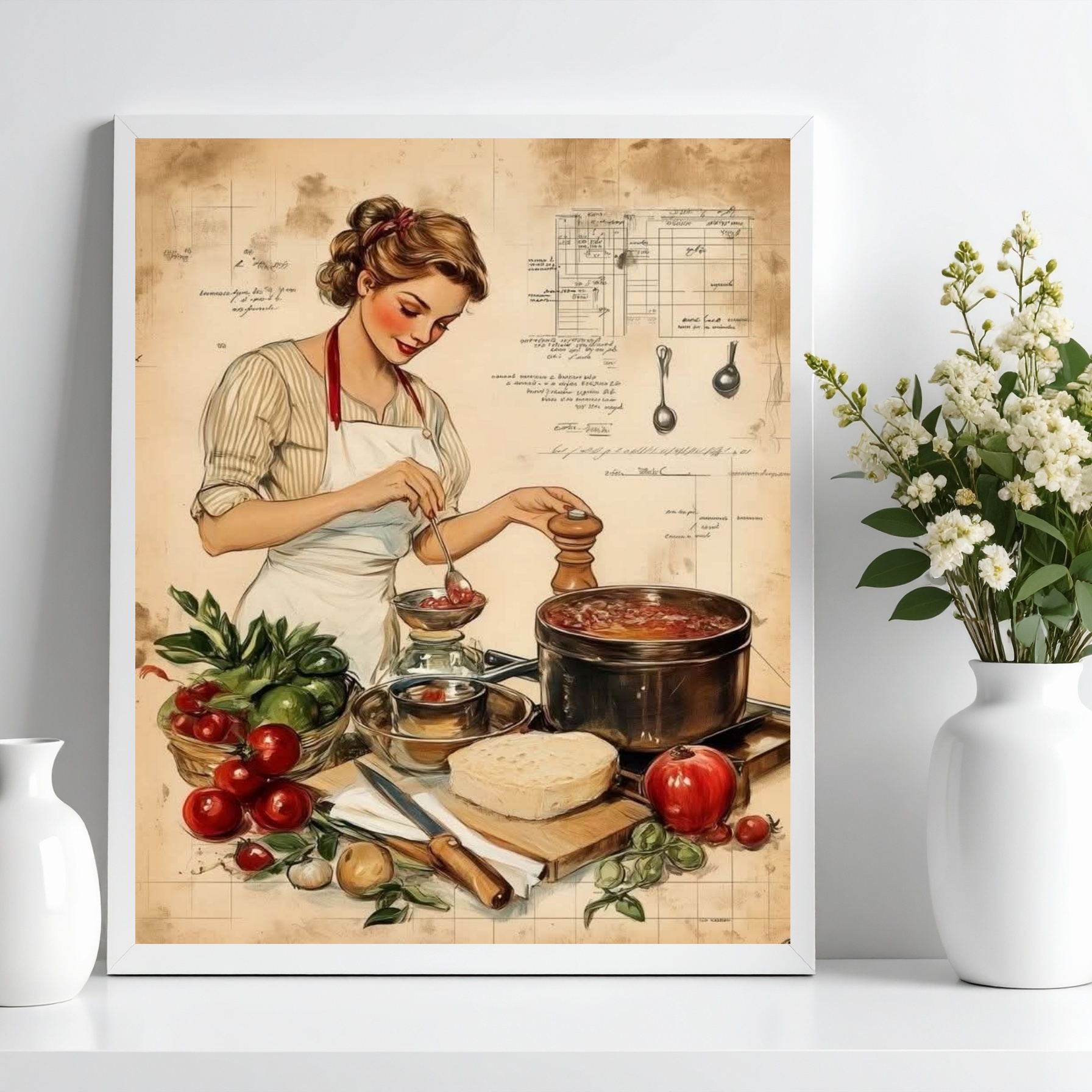 Quadro Para Cozinha Vintage - Pin Up Ingredientes b