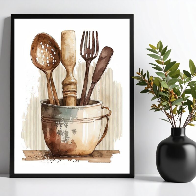 Quadro Para Cozinha Vintage - Utensílios