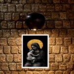 Quadro Virgem Maria Dourado Com Preto
