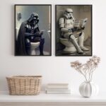 Kit 2 Quadros Banheiro Divertido Do Darth