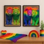 Kit 2 Quadros Decorativos LGBT GAY - Leões