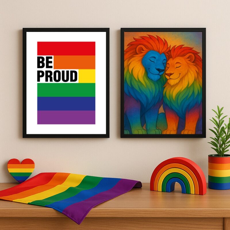 Kit 2 Quadros LGBT GAY - Leões Be Proud