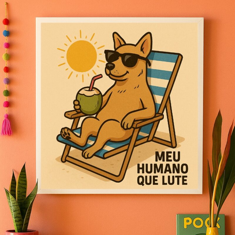 Quadro Cachorro Caramelo Sombra e Água Fresca - 33X33 Cm
