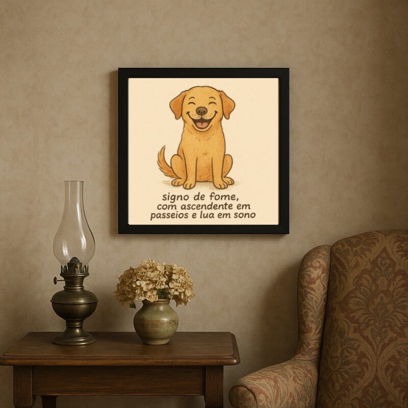 Quadro Cão Caramelo Humor Signo - 33X33 Cm