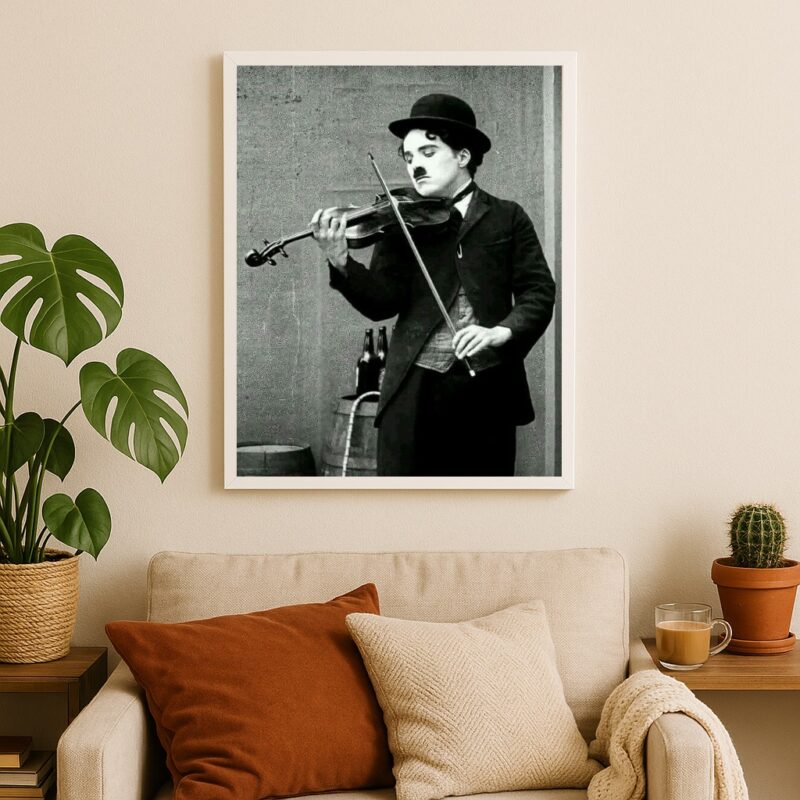 Quadro Charlie Chaplin Tocando Violino