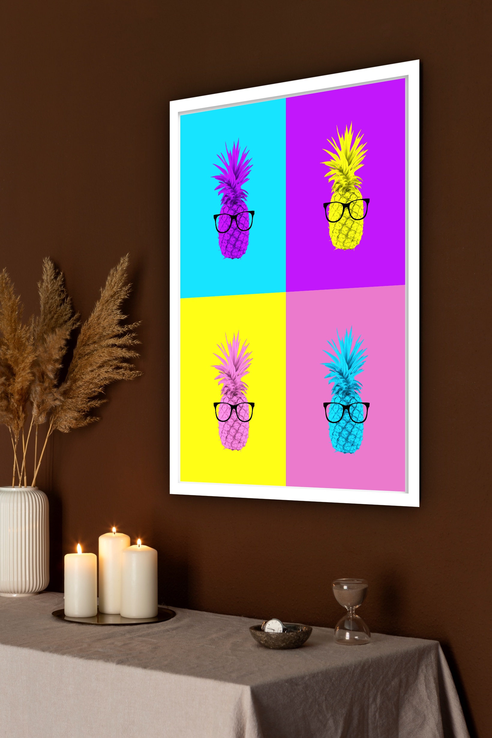 Quadro Decorativo Abacaxis Pop Art - 70x50 cm