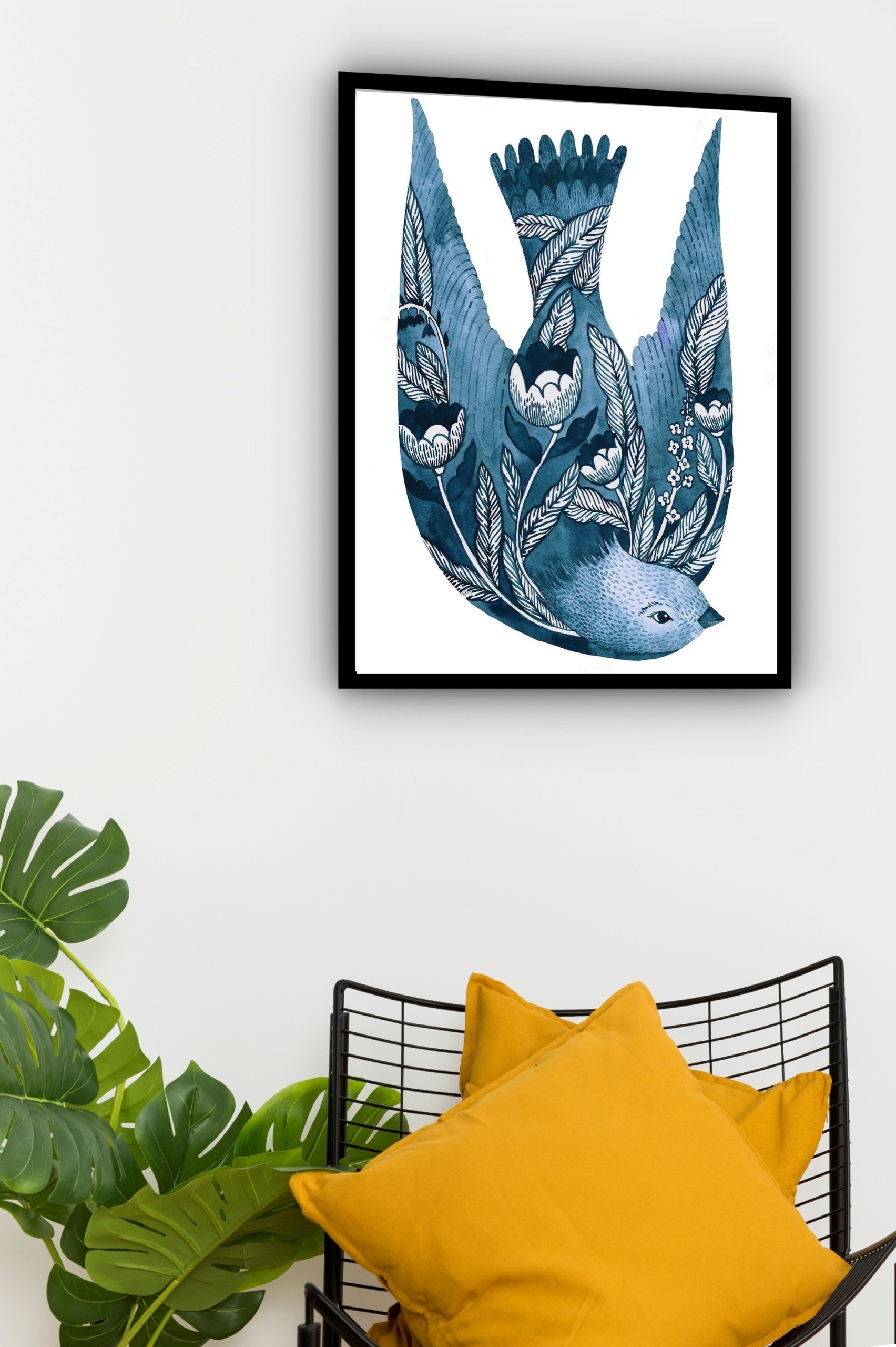 Quadro Decorativo Andorinha Portuguesa - 70x50 cm