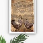 Quadro Decorativo Animais Fazenda Retrô - 70x50 cm
