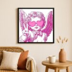 Quadro Decorativo Anjinho Good Vibes- 33x33 Cm