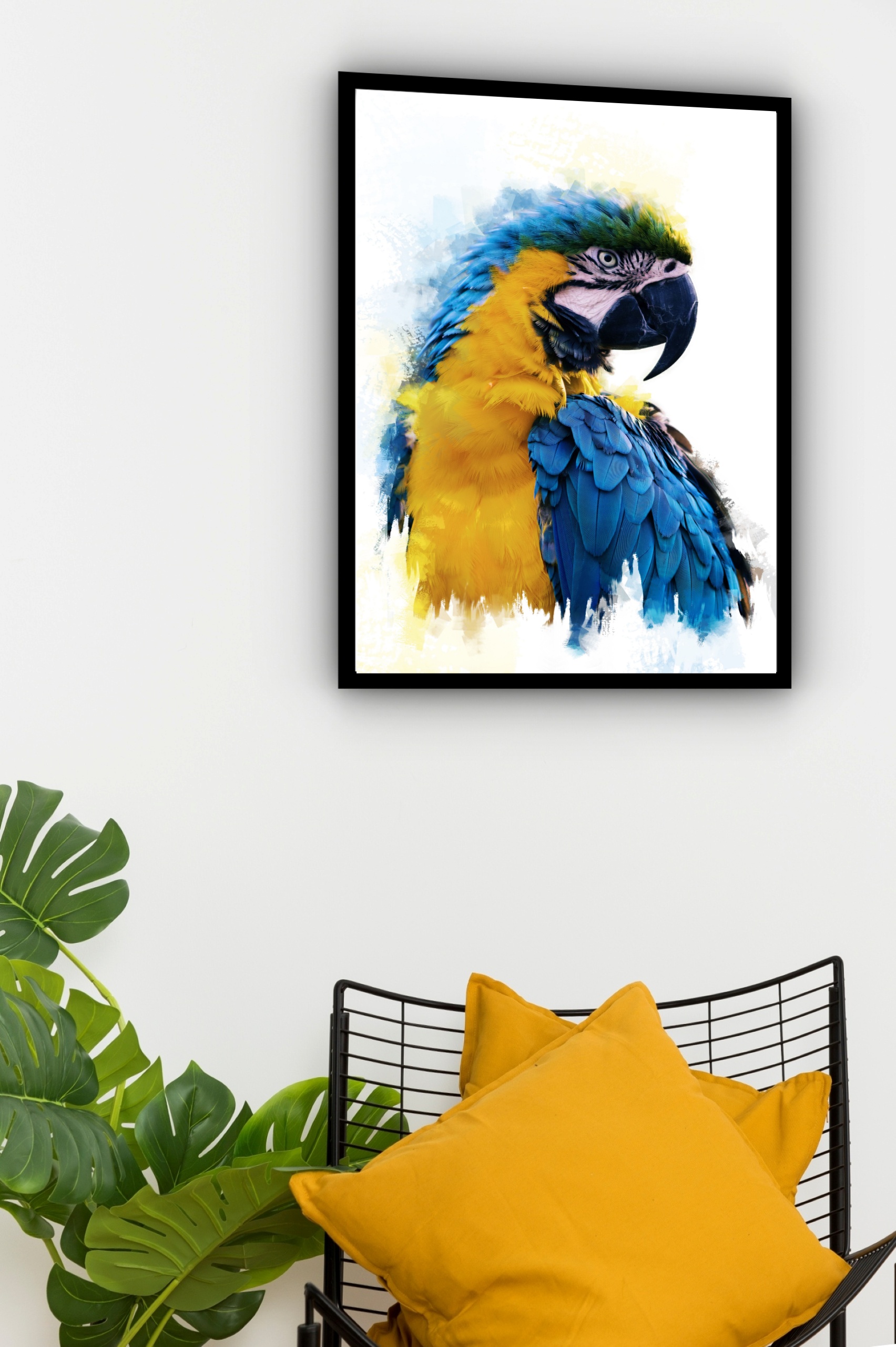 Quadro Decorativo Arara Aquarela - 70x50 cm
