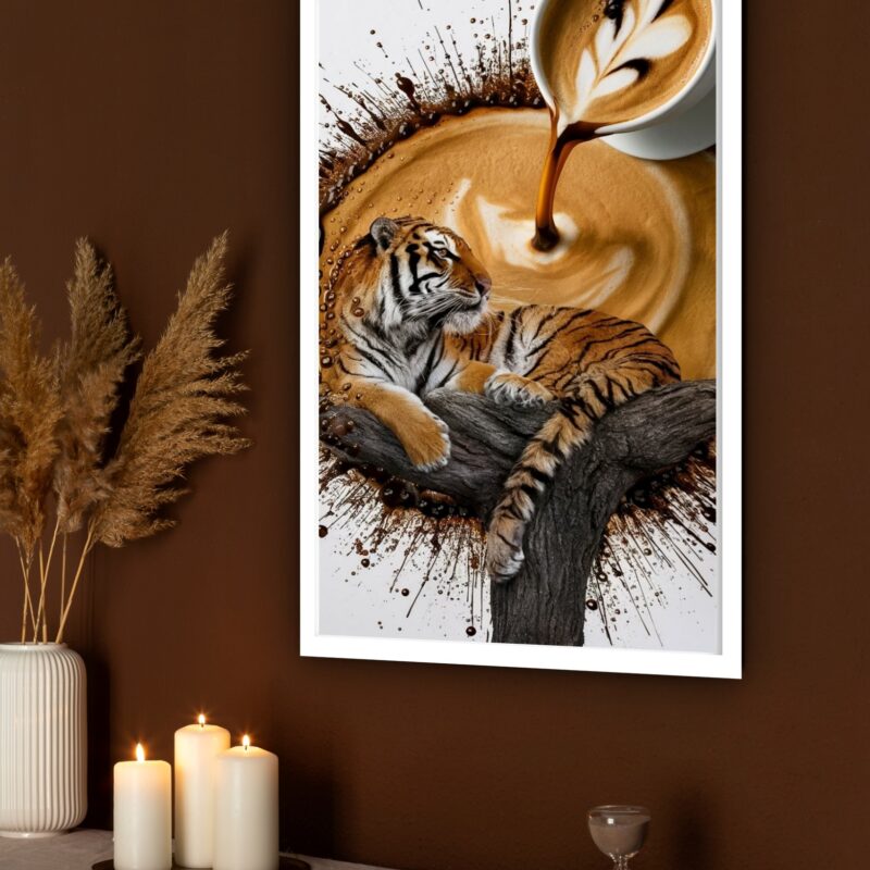 Quadro Decorativo Arte Café Tigre - 70x50 cm