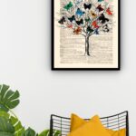 Quadro Decorativo Árvore Com Borboletas - 70x50 cm