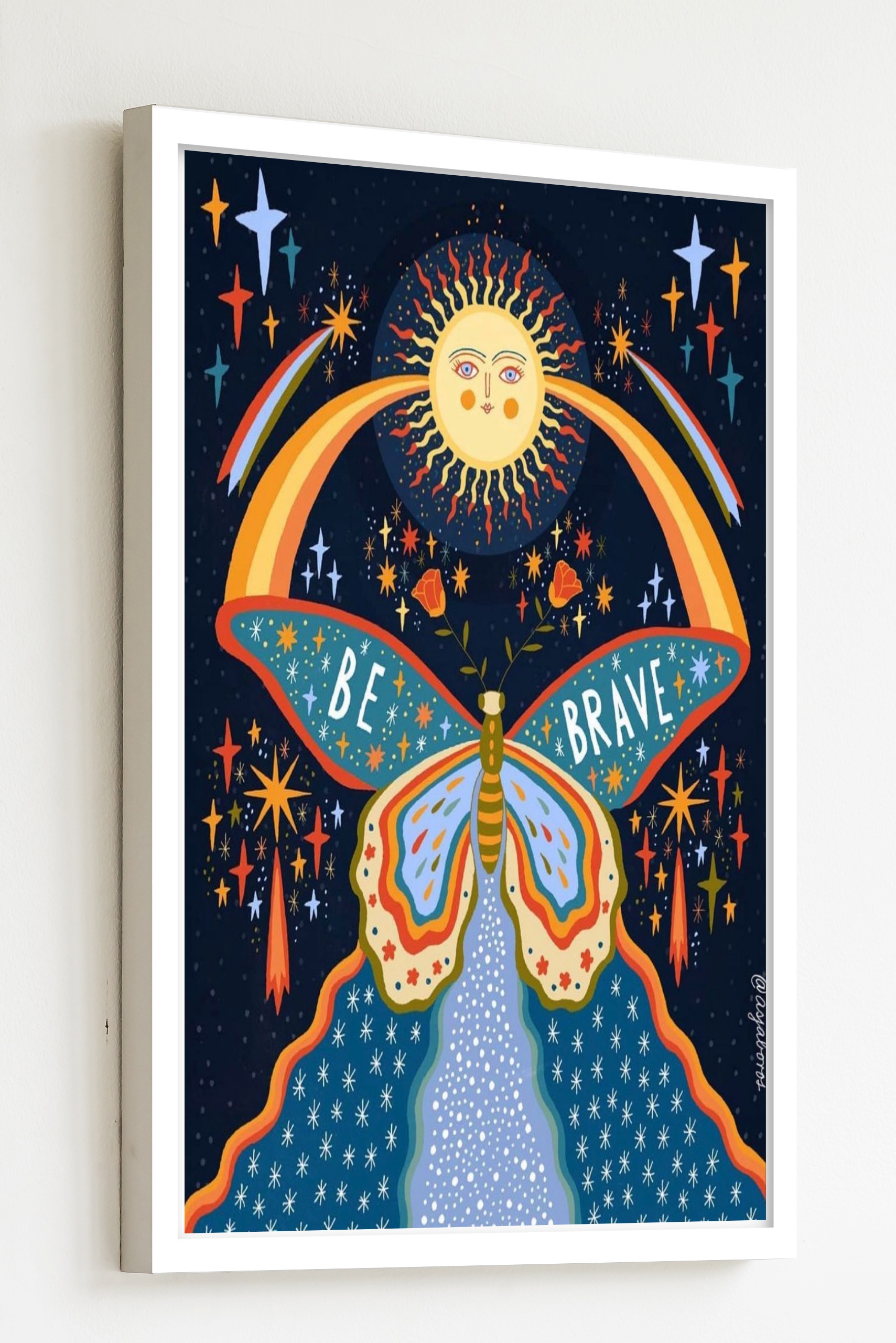 Quadro Decorativo Borboleta Be Brave - 70x50 cm