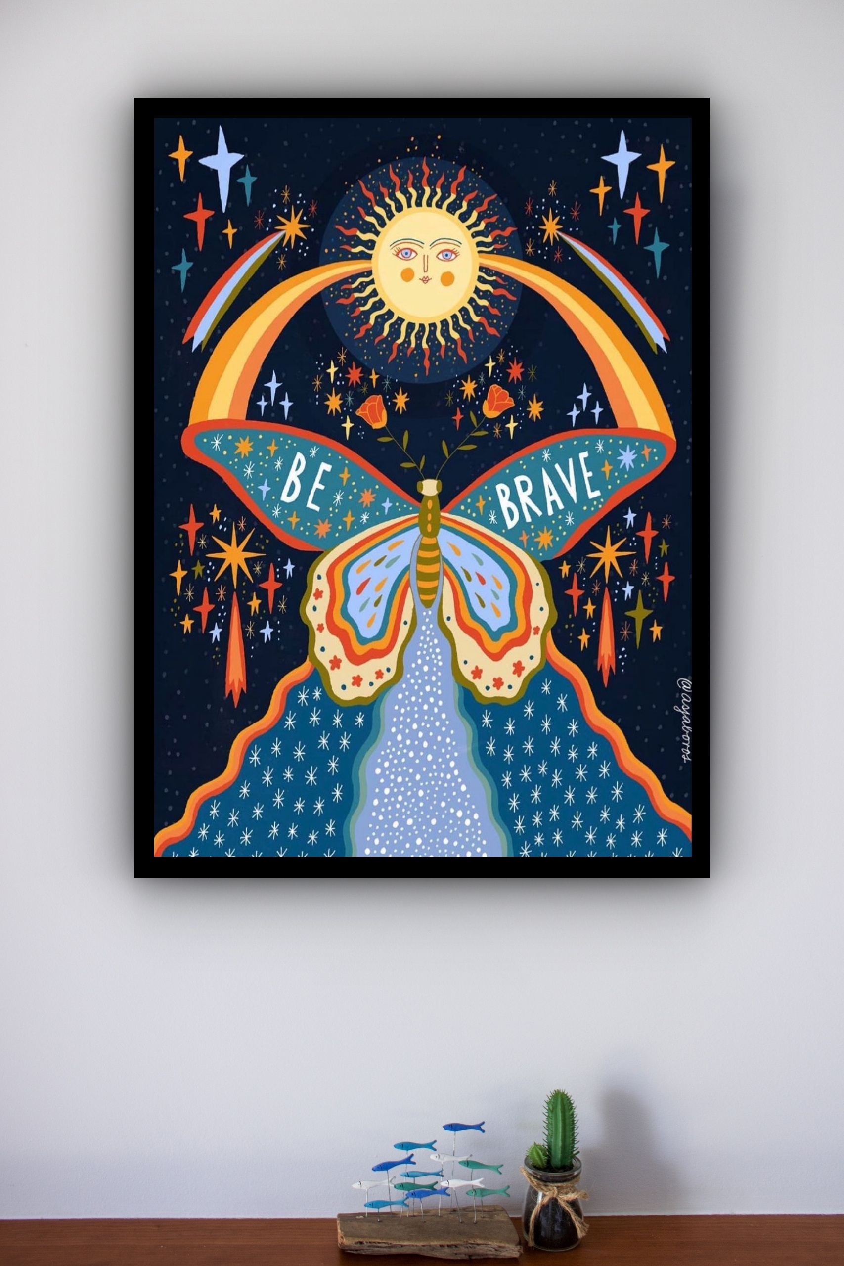 Quadro Decorativo Borboleta Be Brave - 70x50 cm