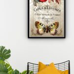 Quadro Decorativo Borboleta Vintage Café - 70x50 cm