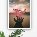 Quadro Decorativo Borboletas Mágicas Rosa - 70x50 cm