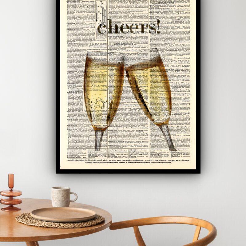 Quadro Decorativo Brinde Cheers Bar Vintage - 70x50 cm