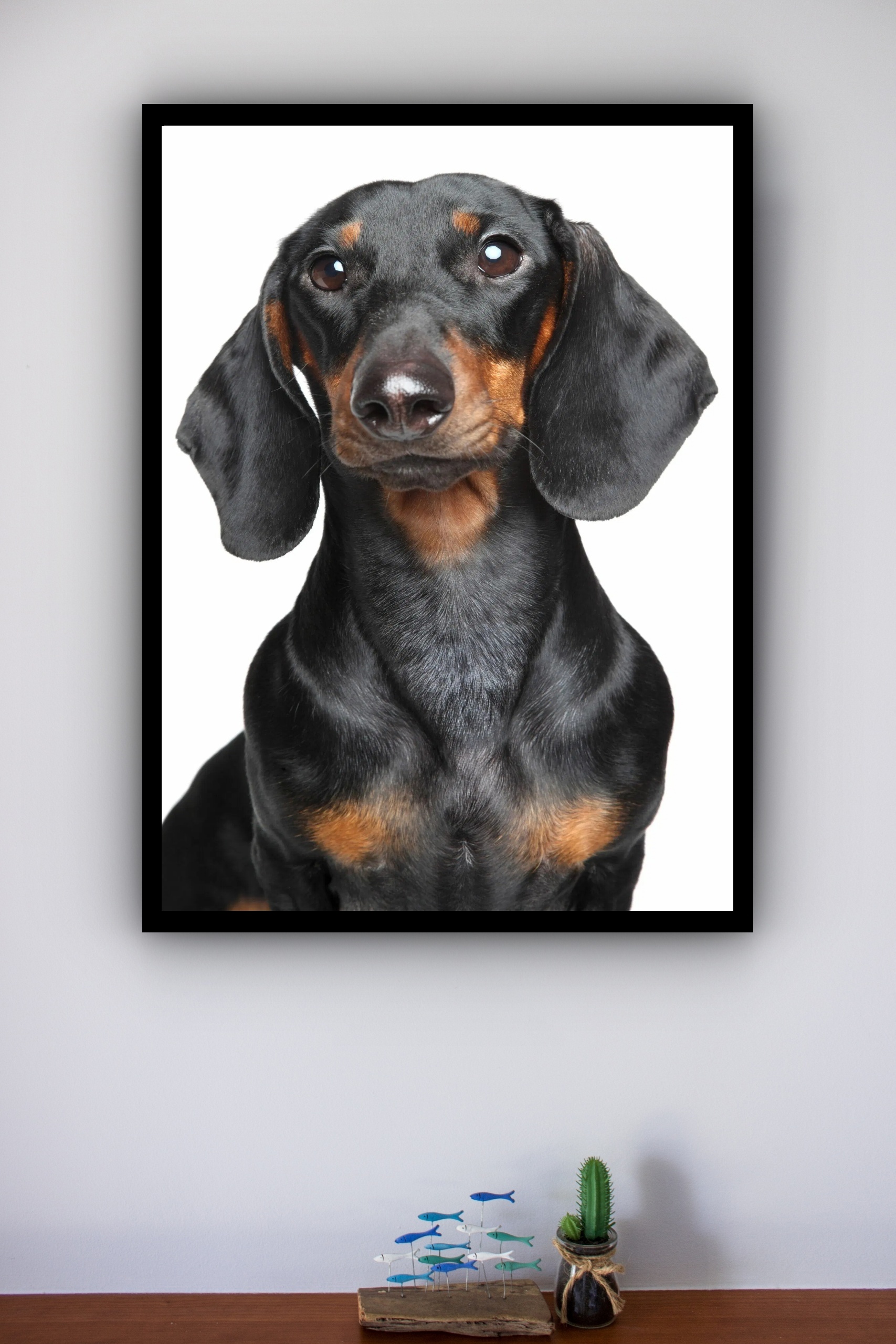 Quadro Decorativo Cachorro Black Dachshund - 70x50 cm