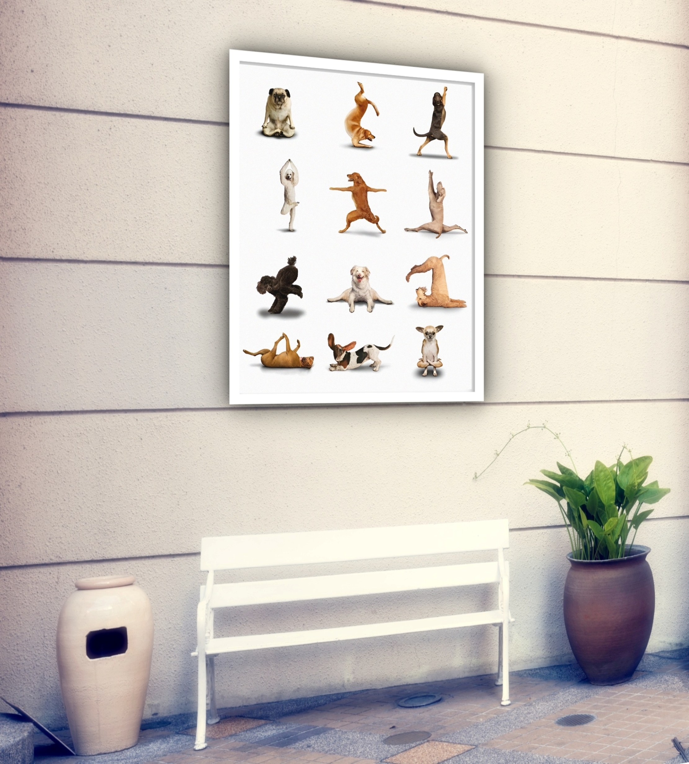 Quadro Decorativo Cães Yoga - 70x50 cm