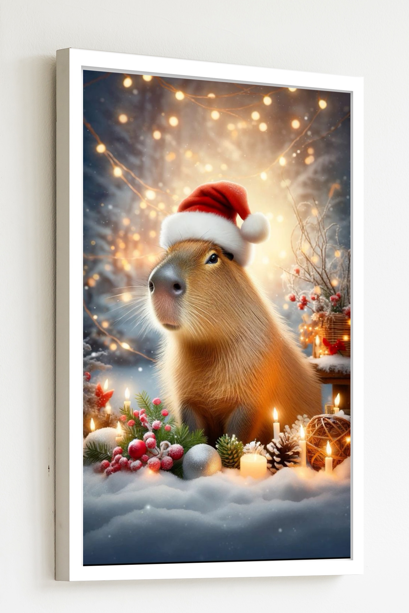 Quadro Decorativo Capivara Natalina - 70x50 cm