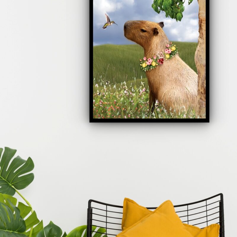Quadro Decorativo Capivara Tropical - 70x50 cm