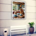 Quadro Decorativo Capivaras Tomando Café - 70x50 cm