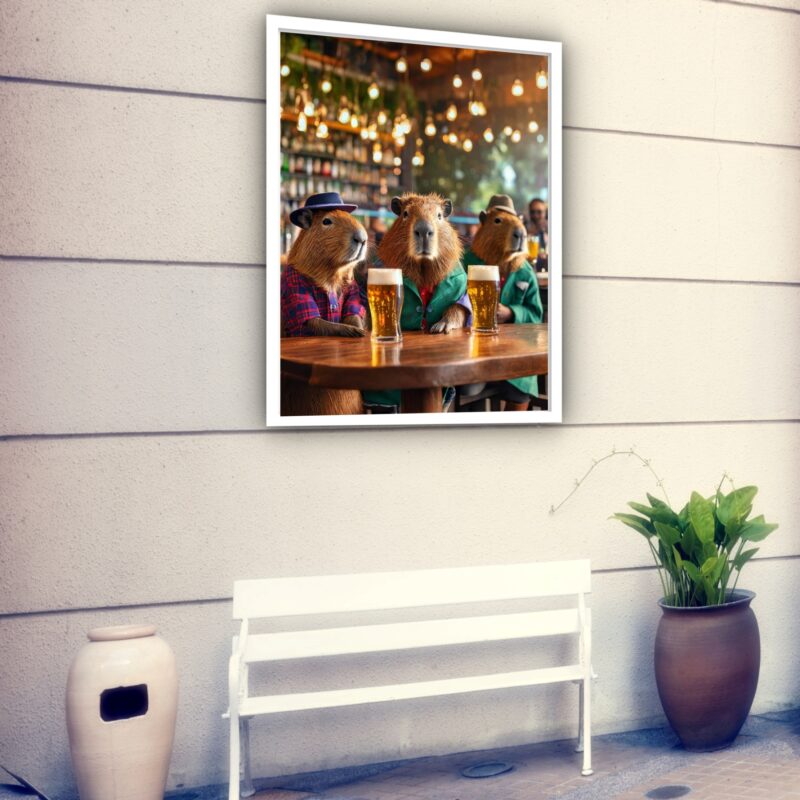 Quadro Decorativo Capivaras Tomando Cerveja - 70x50 cm