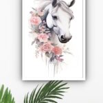 Quadro Decorativo Cavalo Colar Flores - 70x50 cm
