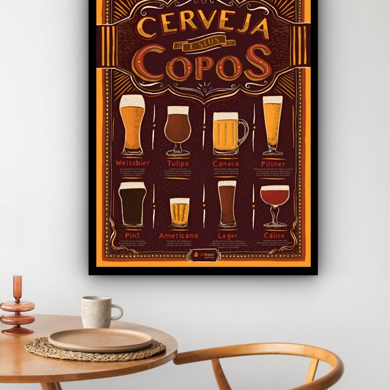Quadro Decorativo Cerveja E Seus Copos - 70x50 cm