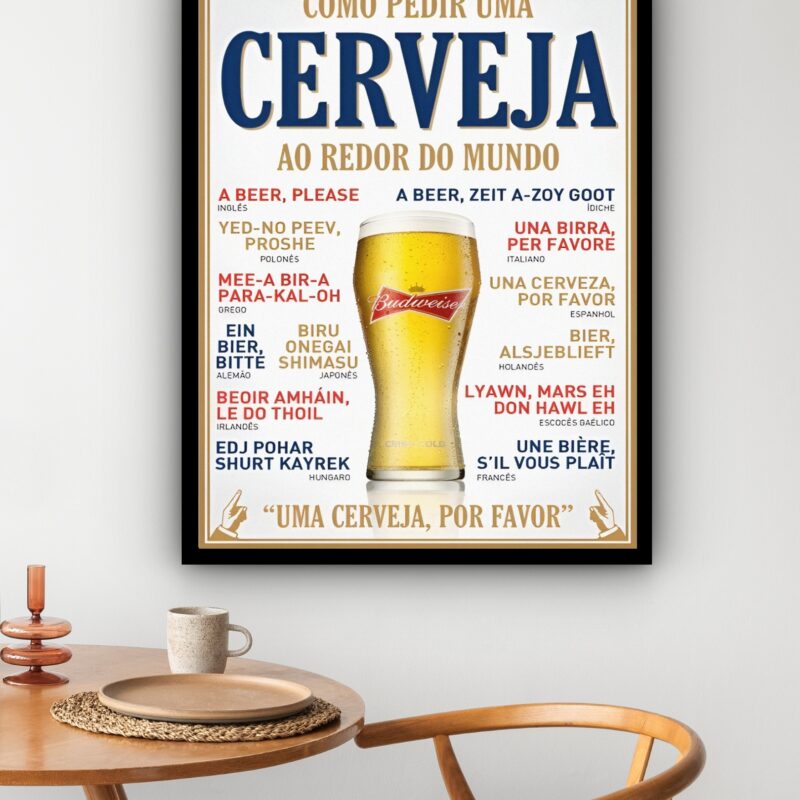 Quadro Decorativo Como Pedir Cerveja Mundo - 70x50 cm