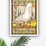 Quadro Decorativo Country Patinhos Welcome Home - 70x50 cm