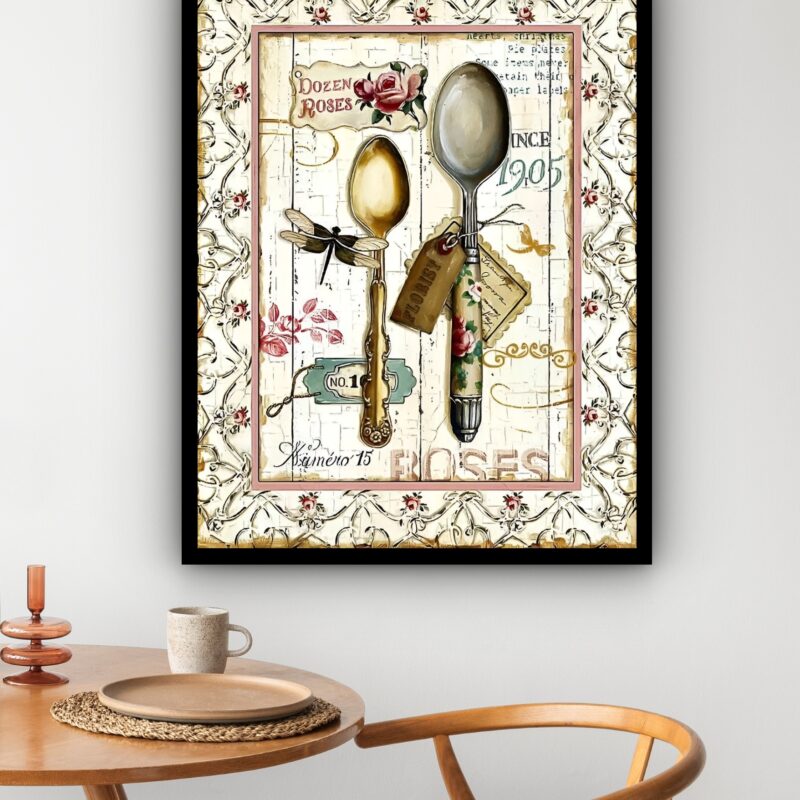 Quadro Decorativo Cozinha Colheres Vintage - 70x50 cm