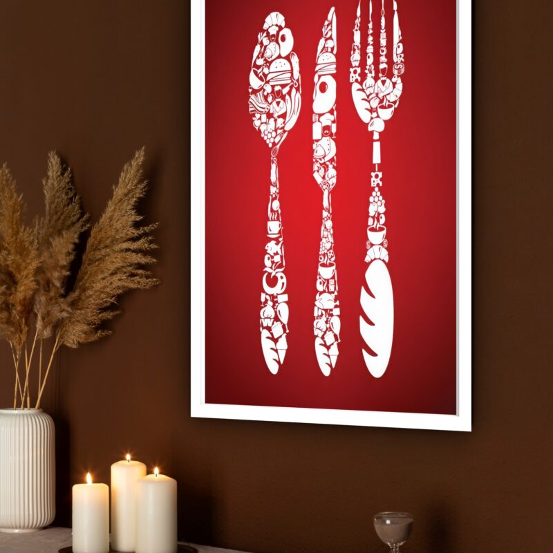 Quadro Decorativo Cozinha Kitchen Love - 70x50 cm