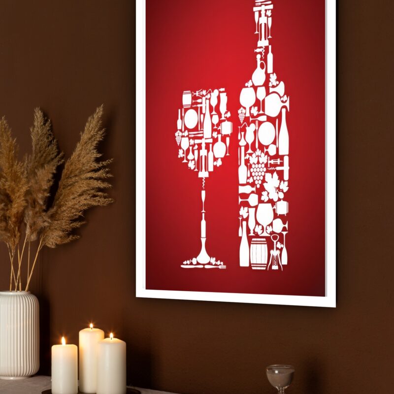 Quadro Decorativo Cozinha Kitchen Love Vinho - 70x50 cm