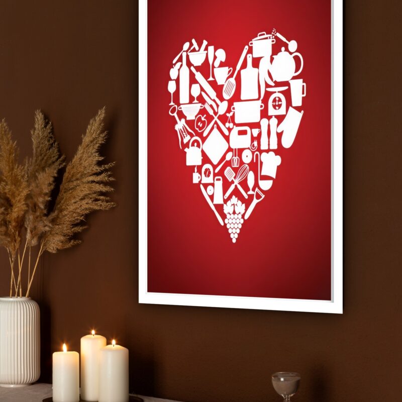 Quadro Decorativo Cozinha Love Kitchen - 70x50 cm