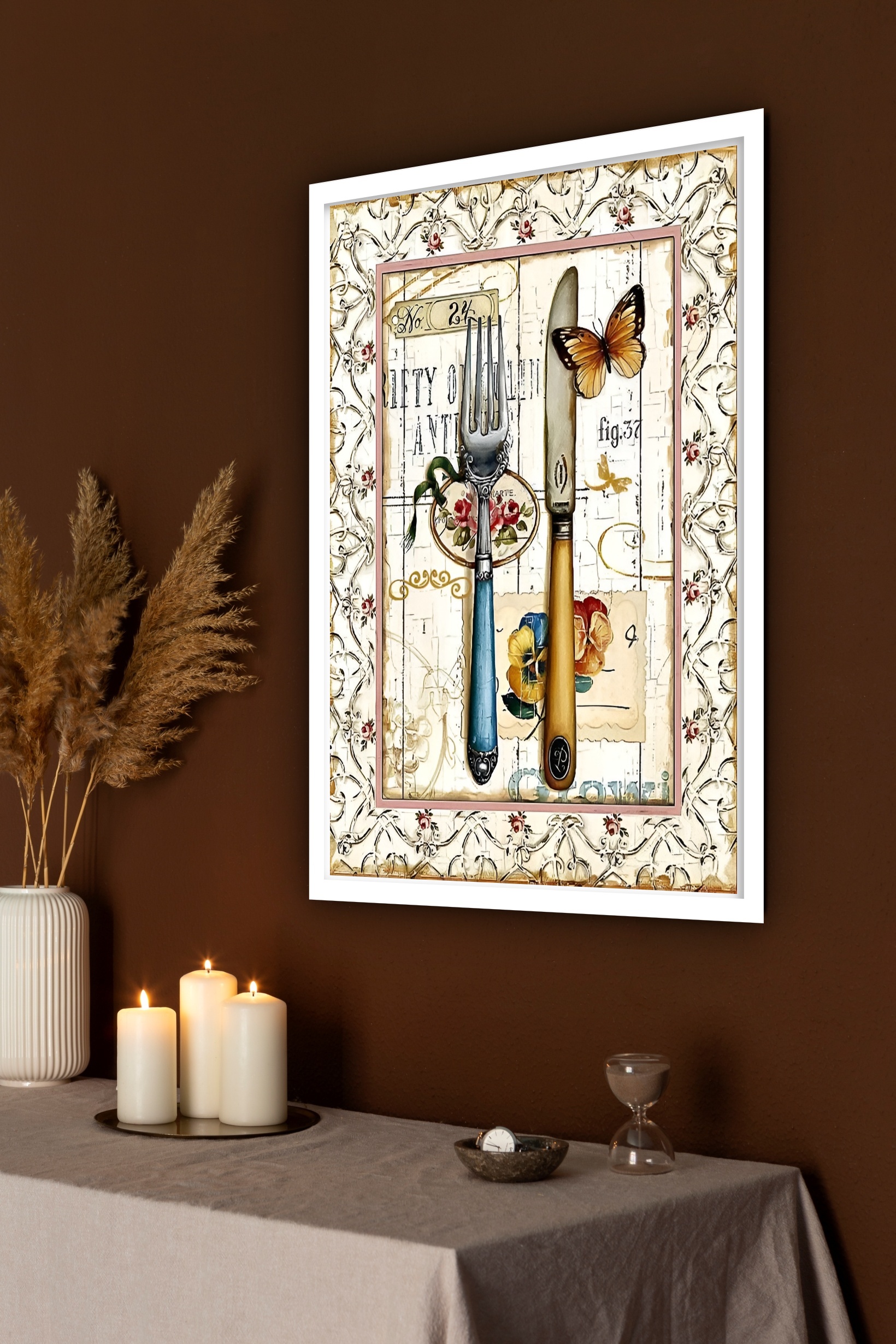 Quadro Decorativo Cozinha Talheres Vintage - 70x50 cm