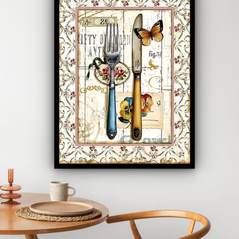 Quadro Decorativo Cozinha Talheres Vintage - 70x50 cm