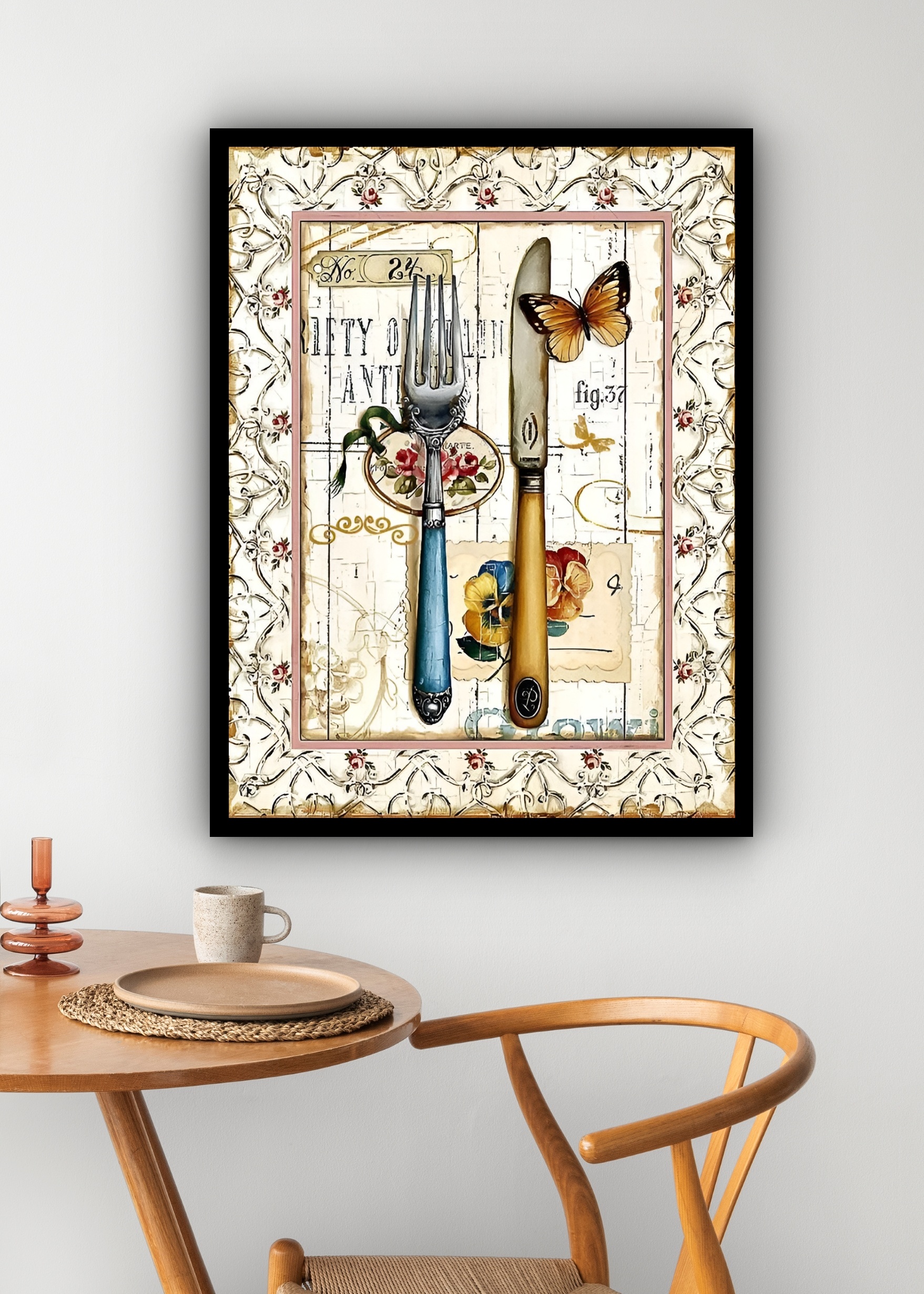 Quadro Decorativo Cozinha Talheres Vintage - 70x50 cm